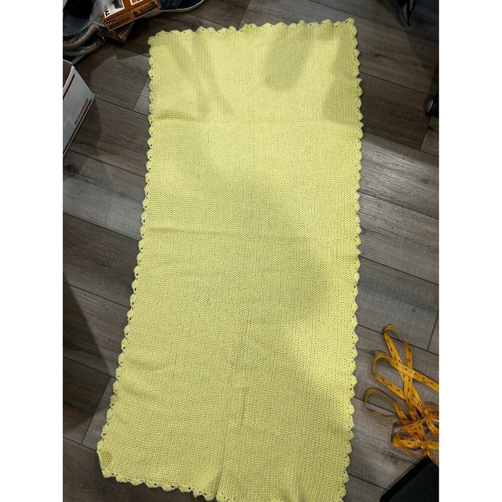Yellow Handmade Crocheted Wrap Baby Blanket 53x25”